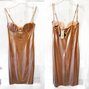 Rare London (Fashion Nova) Rose Gold Midi Dress